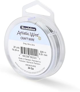Artistic Wire, 24 Gauge Tarnish Resistant Colored Copper Craft Wire, Grey, 20 yd