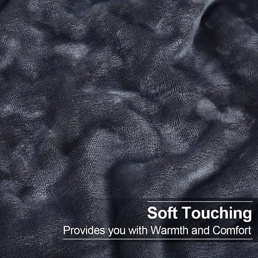Image of Cotton Bolls Textiles Cozy Plush AC Blanket for Single Bed, Lightweight All Season Blanket, Ultra Soft Blanket for AC Room, Mild Winter, Can Be Used as Bedsheet in Winter, 90x90 Inches, Dark Grey