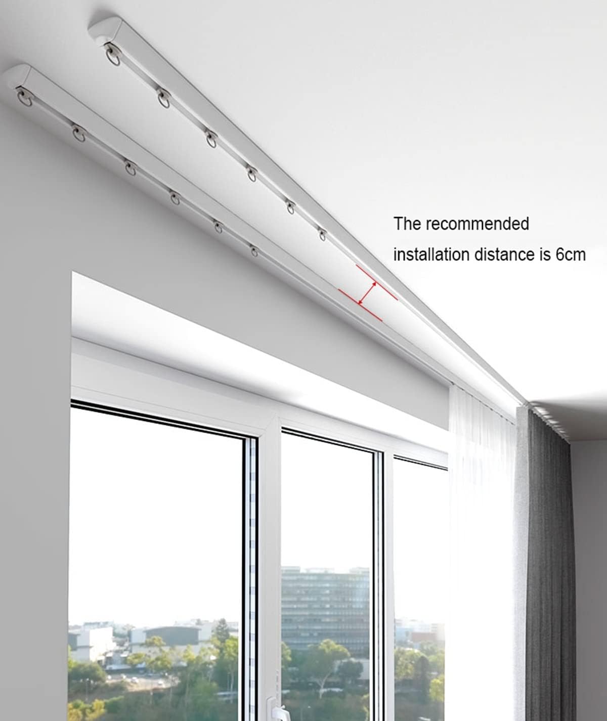 Ceiling Mounted Curtain Track with Nano Rollers for Straight Track White 4.5M/15Ft