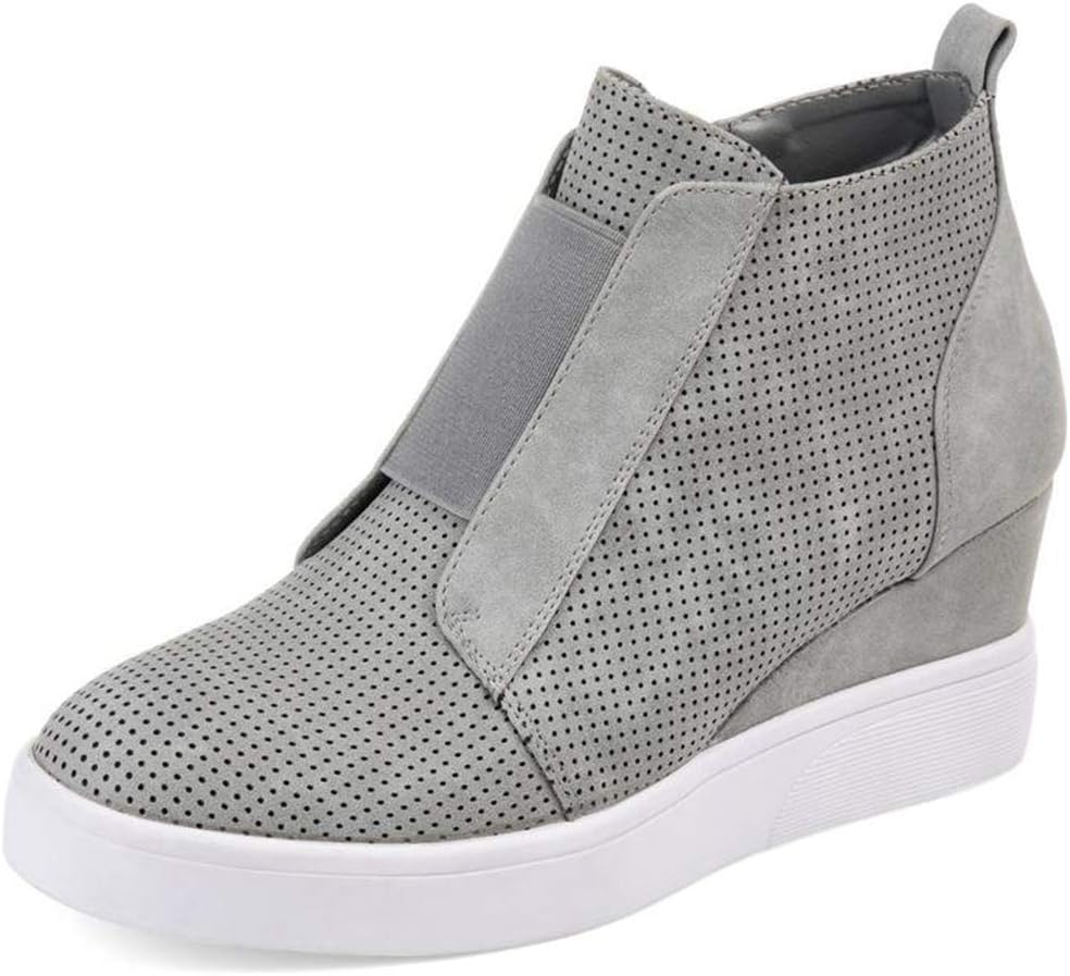 FIRENGOLI Women's Heel Wedge Casual Sneakers High Top Platform with Zipper Sports Shoes