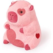 Ditucu Original Loving Capybara Plush with Red Heart 11 inch Cute Capibara Stuffed Animal for Romantic Sweet Valentines Day Gifts Soft Plushies Toys for Kids Girlfriend Pink