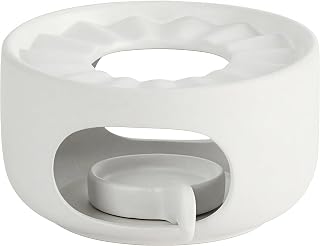 Ceramic Teapot Warmer with Spoon Coffee and Milk Tea Warmer with Candle Hold for Glass and Ceramic Teapot Warmer Base Heating for Heating Tea Coffee Tea Warmer for Teapot (White)