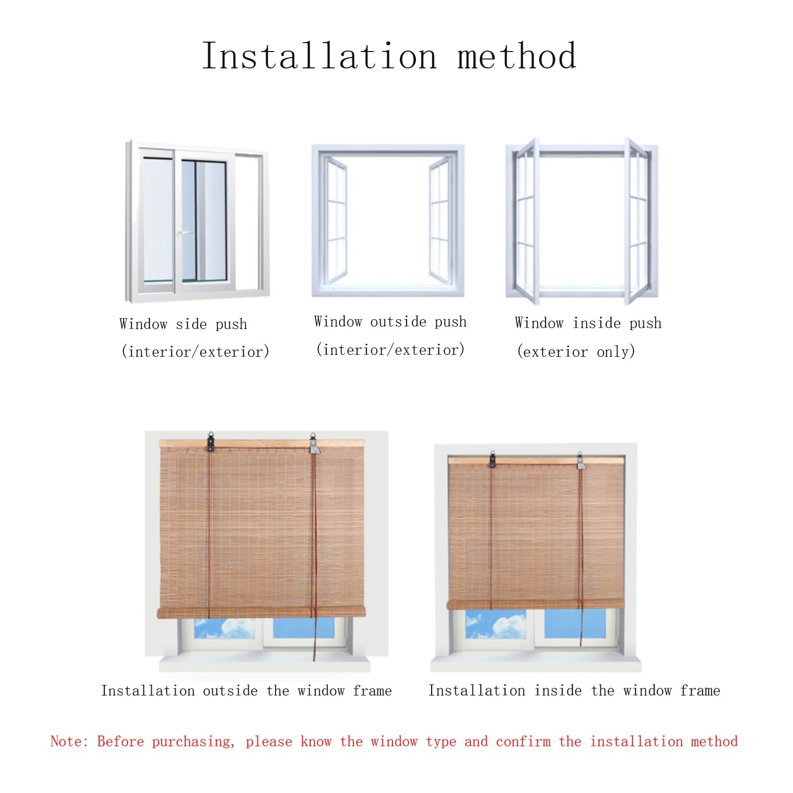 Schwarz Bambus Rollo,Blickdicht,60% Verdunkelungsrollo,Sonnenschutz,Atmungsaktiver,Sichtschutzrollo für Fenster und Türen,für Terrasse Garten,Breite × Höhe (W80×H150cm)