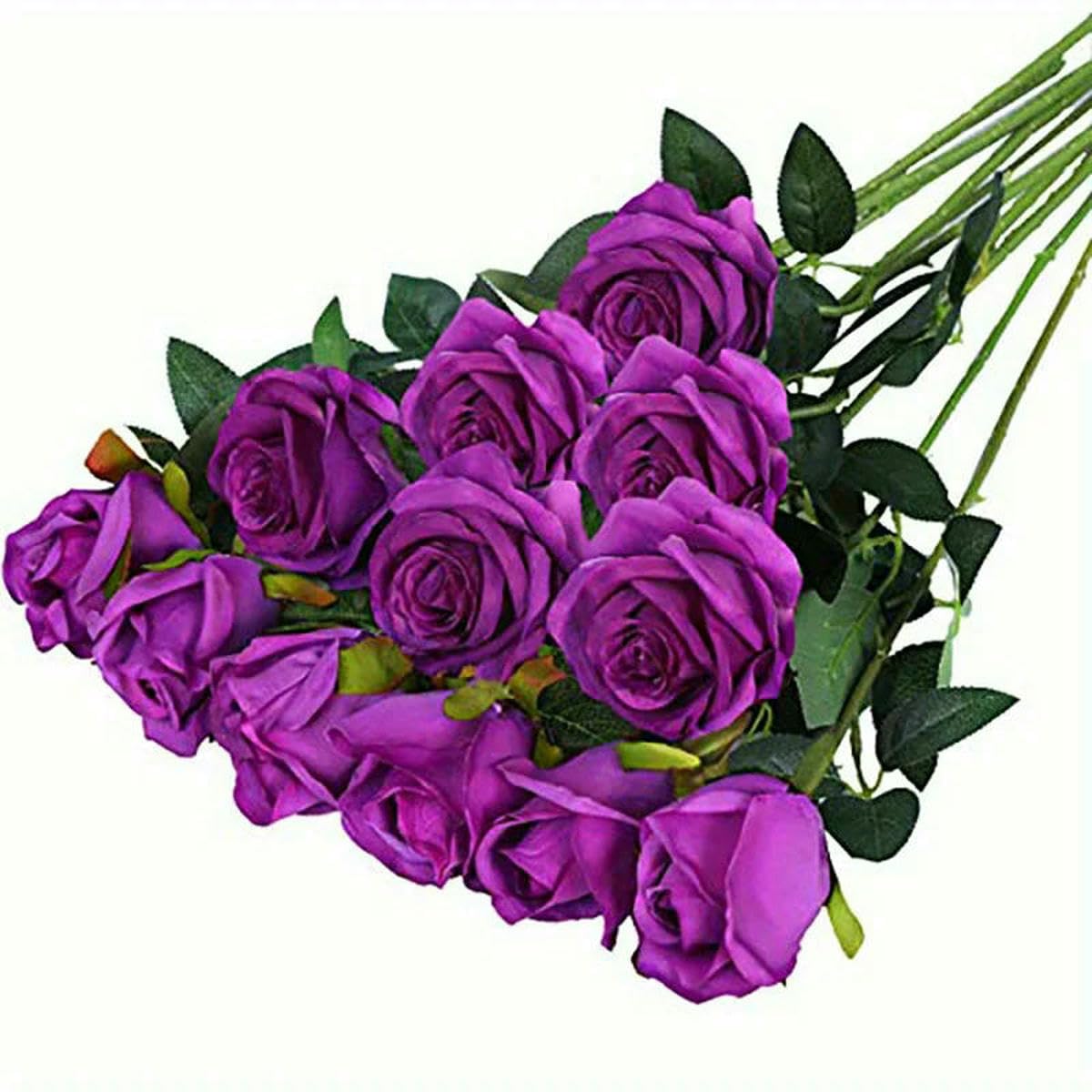 AYHTUD 12pcs Realistic Artificial Rose Bouquet for Weddings, Birthdays, and More for Floral Arrangements and Home Decor