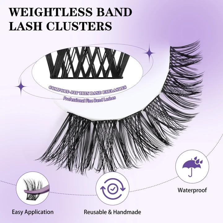 Lash Clusters B05 D Curl 8-16mm DIY Eyelash Extensions 72 Clusters Lashes B&Qaugen Fluffy Individual Lashes Cluster DIY at Home (B05,8-16MIX)