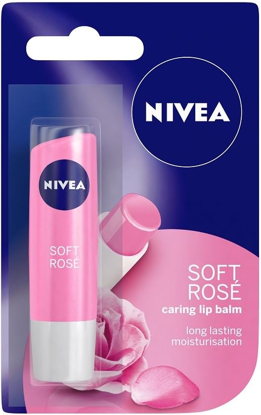 NIVEA Lip Balm, Soft Rose, 4.8 g