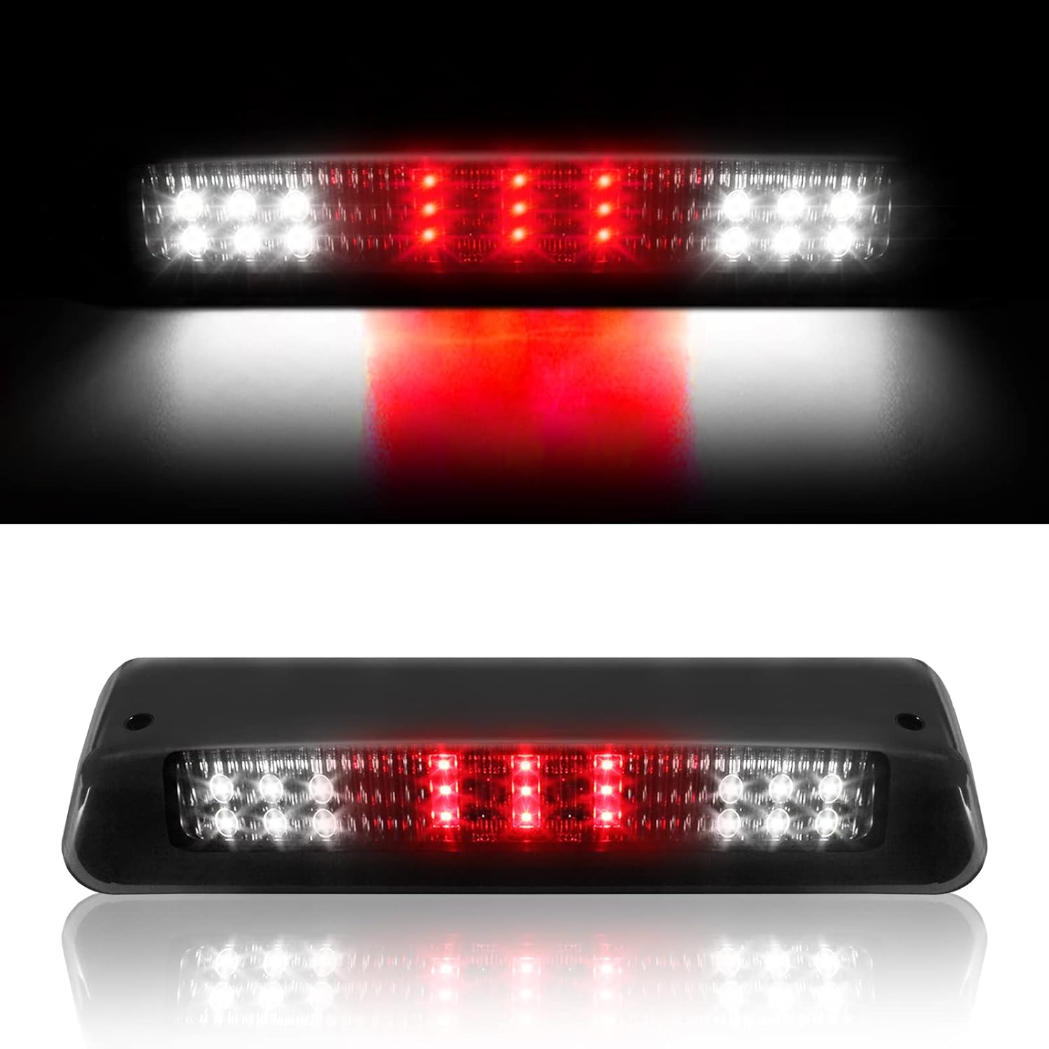 3rd Third Tail Rear Brake Light Replacement For 2004 2005 2006 2007 2008 Ford F-150 Lincoln Mark LT High Mount Waterproof Dual Row LED (Black Smoke Lens)