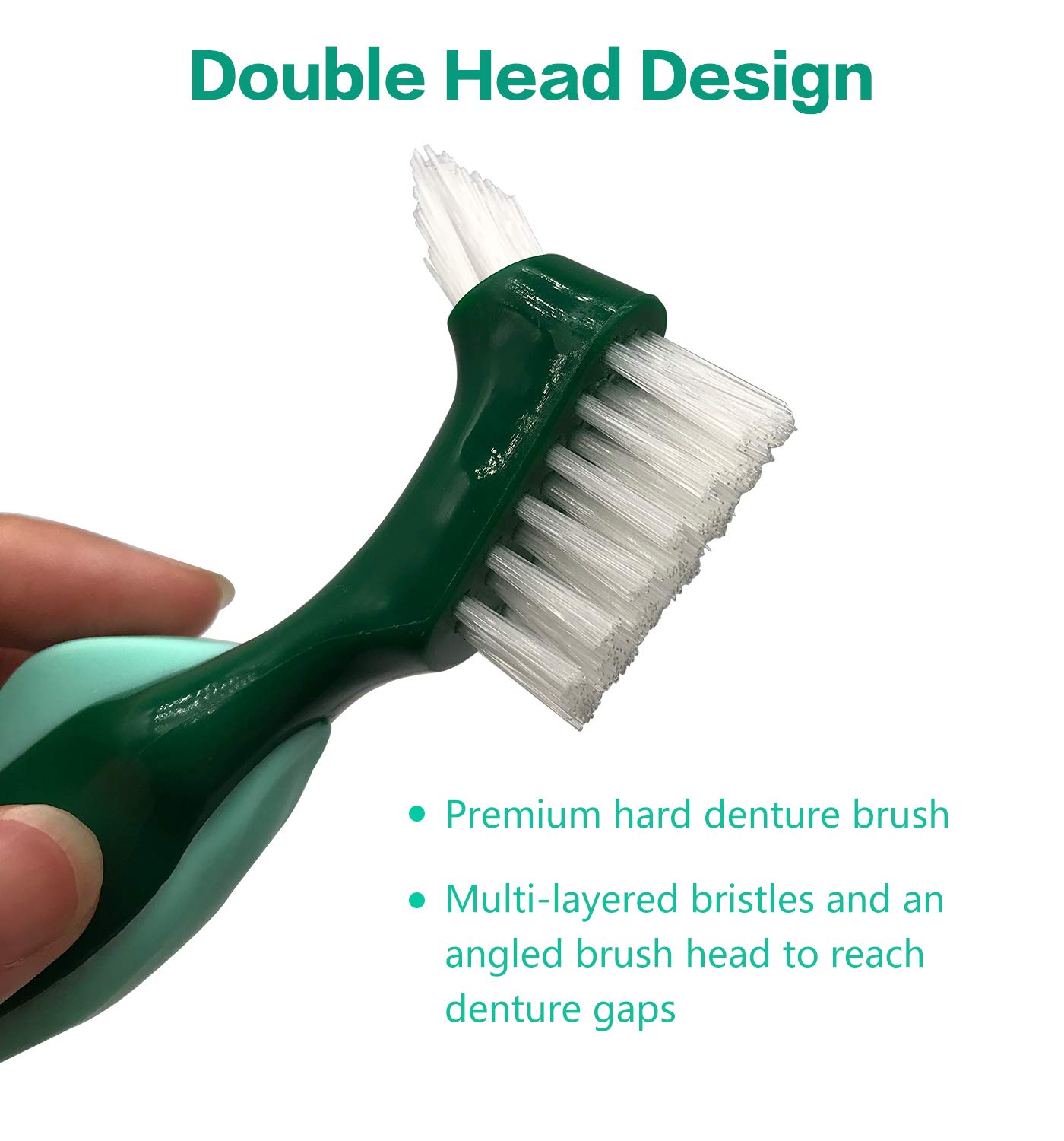 Premium Hard Denture Brush Toothbrush, White Carrying Case, Multi-Layered Bristles & Portable Denture Double Sided Brush, Denture Care(Pack of 6) : Beauty & Personal Care