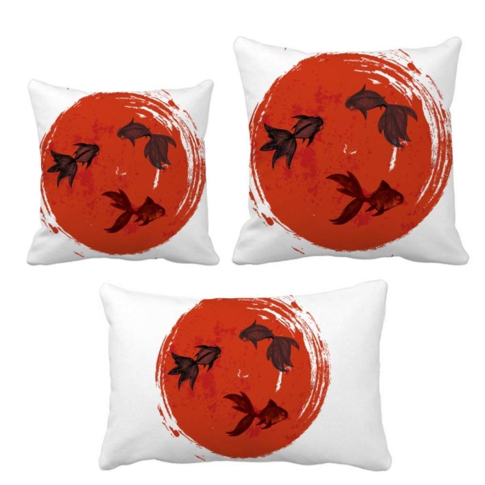 Housse de coussin poisson rouge en cercle pour décoration de canapé