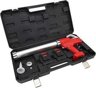 Cordless Adjustable Speed Caulking for 20oz Soft 10oz Hard Adhesive, Non Dripping Battery Powered Caulker for Home Improvement, Silver Red (US Plug)