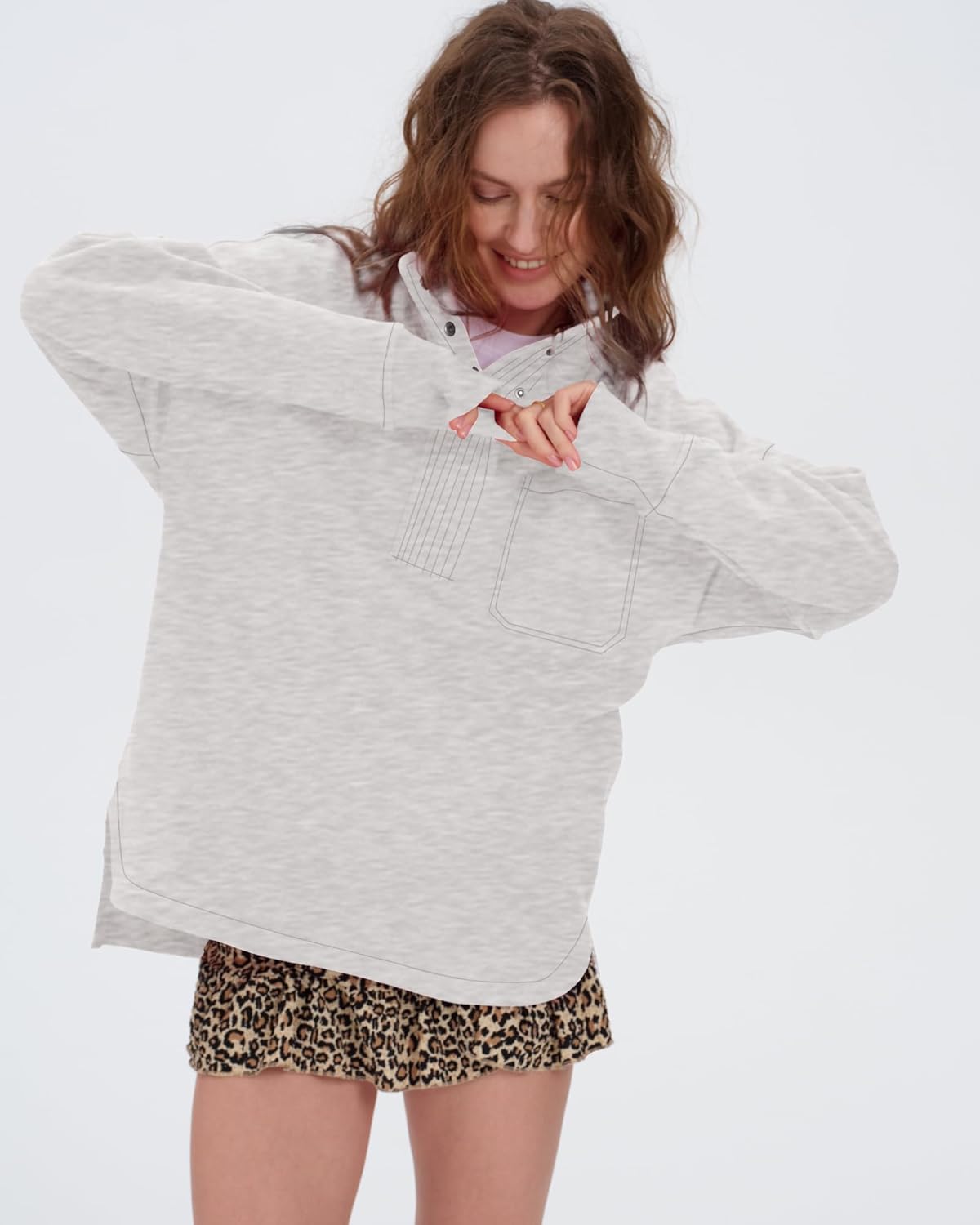 Locachy Womens Casual Oversized Sweatshirt Long Sleeve Button Henley Neck Pullover Tops Fashion Outfits Clothes - Image 7