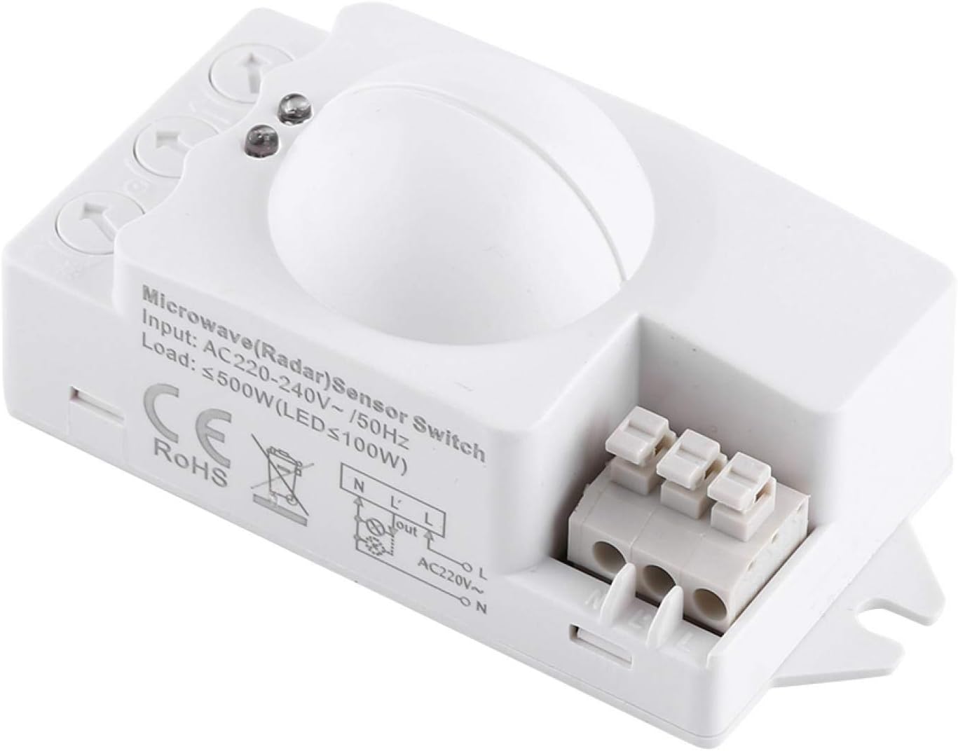 Auliuakz Microwave Light Switch,1pc 360 Degree 500W Radar