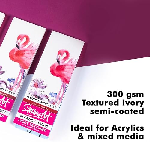 Miniatura 8 de Marcapáginas texturizadas marfil de 300 GSM para acrílicos y tintas, y bellas artes - para artistas profesionales (paquete de 2)
