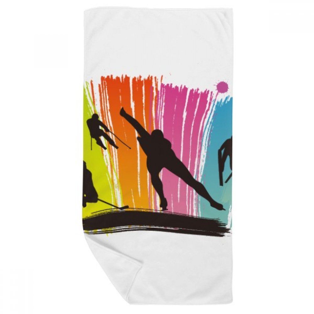 Serviette de bain ski graffiti absorbante et gant de toilette 35x70cm