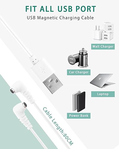 Miniatura 6 de Bicmice Cable de carga magnético rápido para Rose y la mayoría de los masajeadores magnéticos, cable de carga CC con conector de 2 imanes