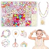 🎀 【Un conjunto diverso kit para hacer pulseras niña】: las cuentas para hacer pulseras para Niños DIY Set de Perlas Cuentas y variados pueden entrenar su vista Al mismo tiempo, un buen desarrollo Se mejora la capacidad del niño para distinguir el color. Mientras juega, también puede aumentar la creatividad y la imaginación del niño. Estimular a los niños y crear una variedad de juegos de hacer pulseras collares y anillos en varias formas.
