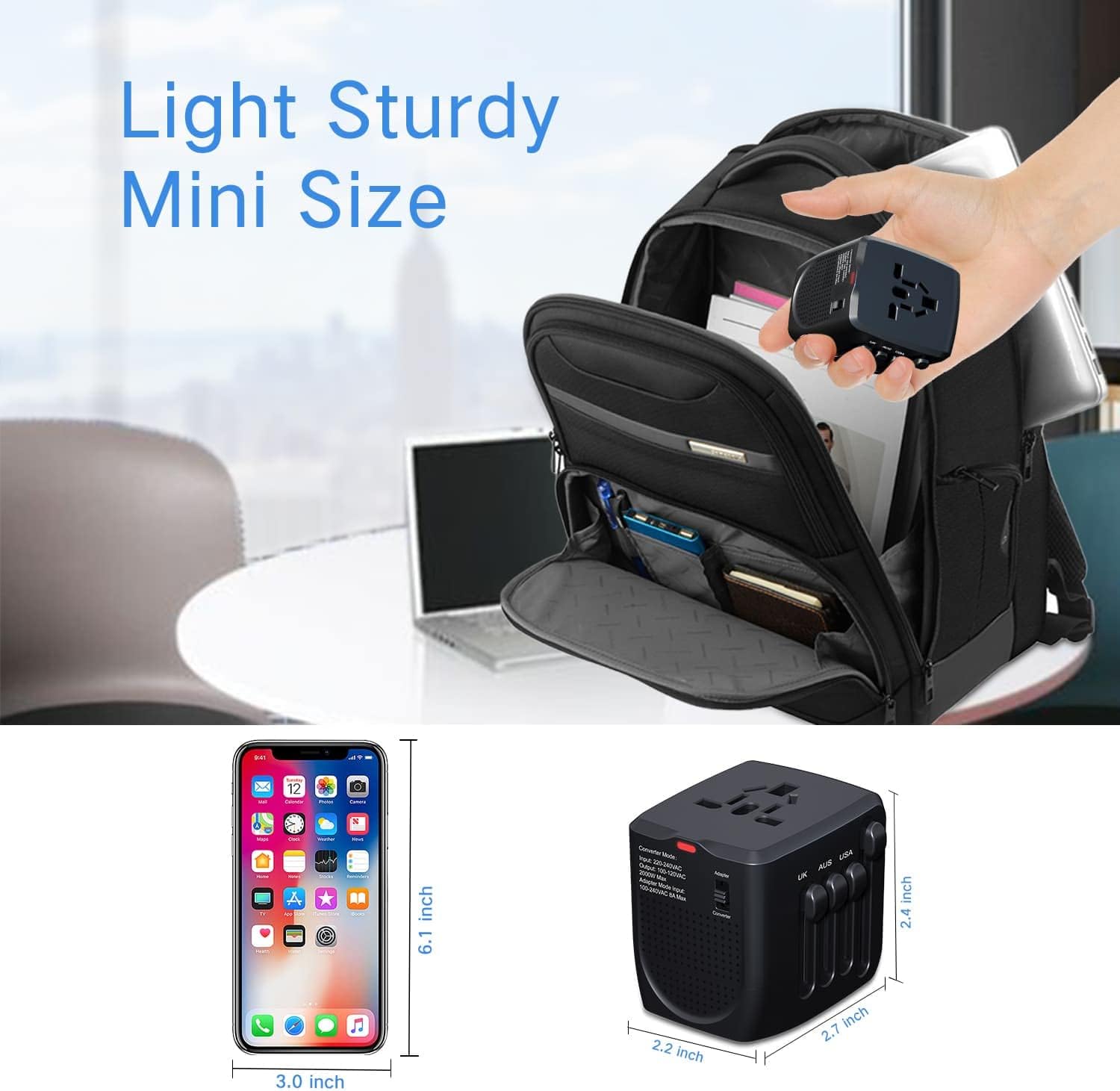 2000Watts International Travel Adapter Voltage Converter, Down Voltage 220 V to 110 V for Hair Dryer Cell Phone Laptop, US to UK Europe AU Over 200 Countries Power Converter（Black） : Electronics
