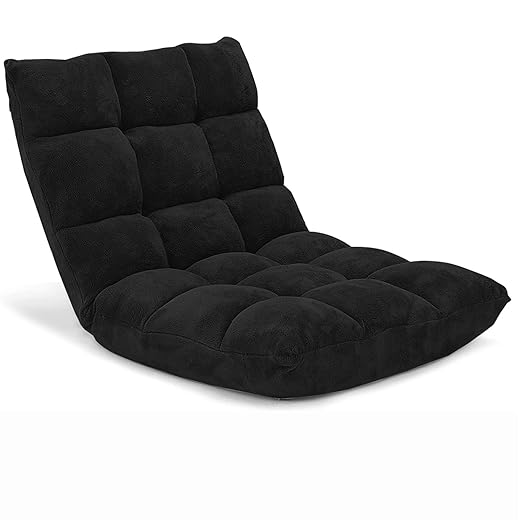 Giantex Floor Chair with Back Support, Folding Sofa Chair with 14 Adjustable Position, Padded Sleeper Bed, Couch Recliner, Gaming Chair, Meditation Chair for Adults(TAN)