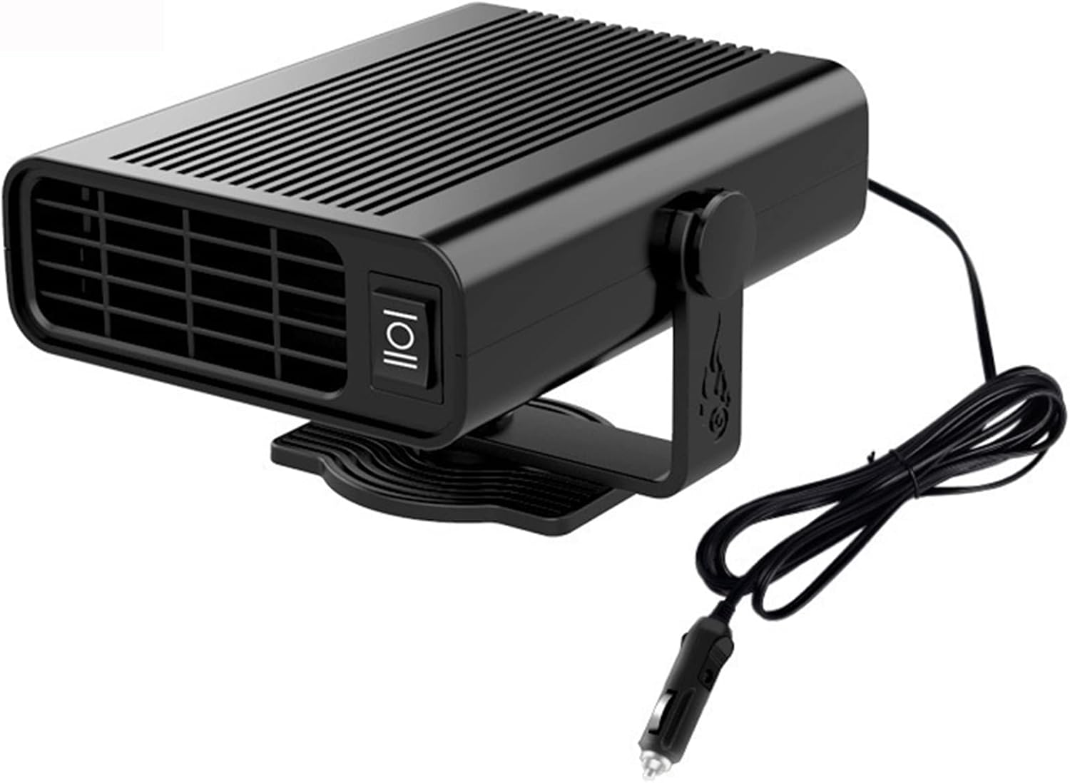 24v1wカーヒーター2in1ポータブル自動デフロスターデミスターフロントガラスファン低ノイズ360度回転プラグインシガレットライター 黒 贈答