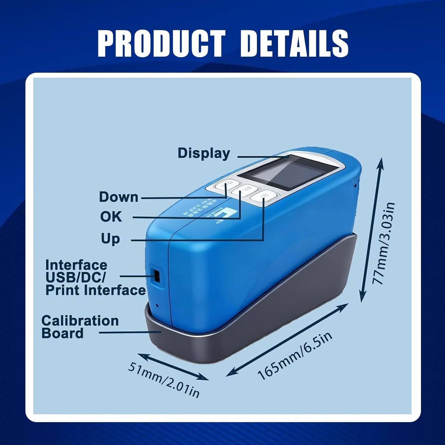 Glosímetro digital, medidor de brillo de 60 grados con almacenamiento de datos para pruebas de superficies de revestimientos, tintas, plásticos, hardware, goma y pintura de coche