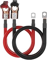 Vista 9 de Cable de batería de alimentación de calibre 2 AWG de 1 pie con conectores de terminal de batería, terminales de 3/8 pulgadas, cable rojo + negro
