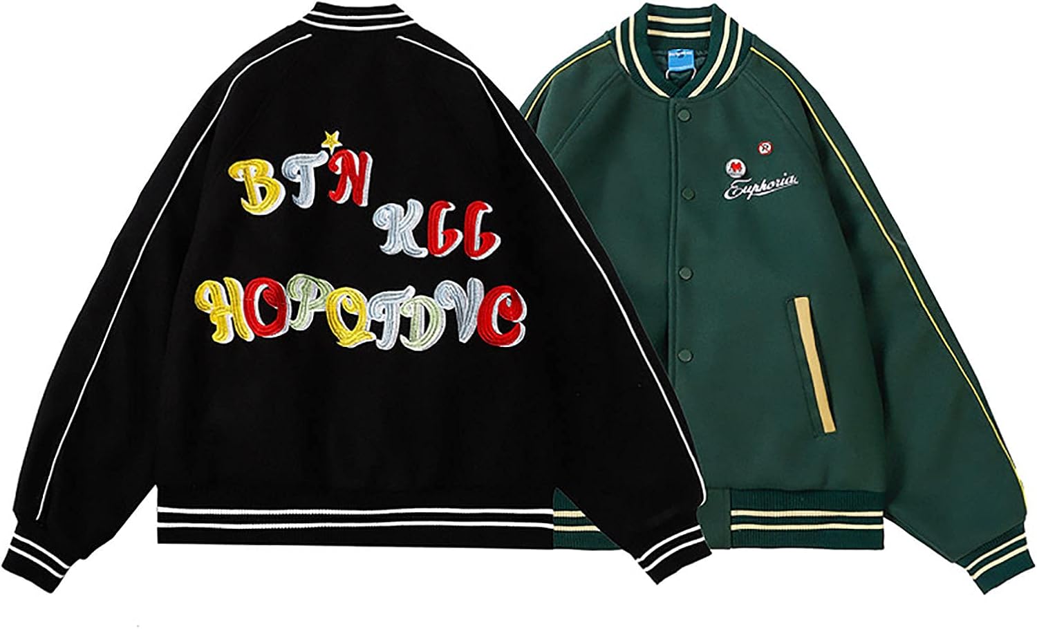 Men's Varsity Jackets High School Baseball Letterman Bomber Jacket Embroidery Print Windbreaker Sportswear