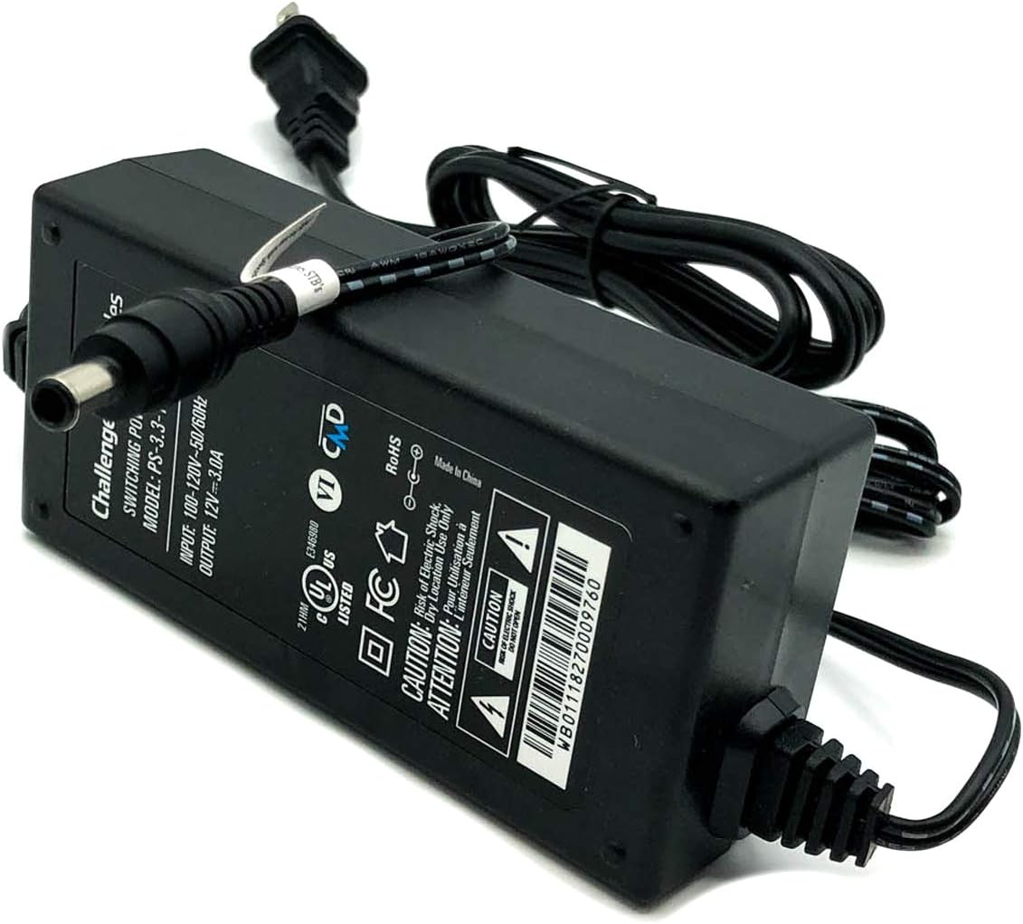 Challenger Cable Sales PS-3.3-12-3-DC1 12V 3A 36W Switching Power Supply AC/DC Adapter