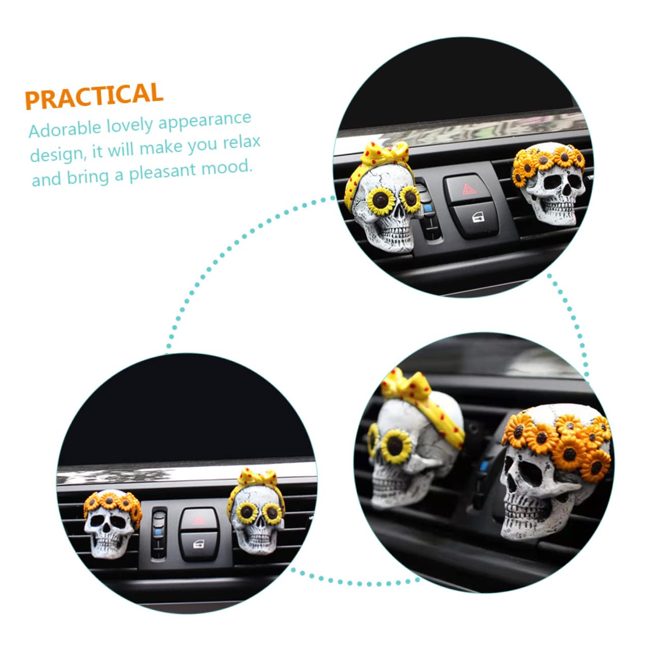ULTECHNOVO 8stücke Auto Duftclip Skull Kreative Innenraumdekoration Für Langlebig Installieren Neutralisiert Schlechte Gerüche Sorgt Für Angenehme Frische Und Entspannt Beim Fahren