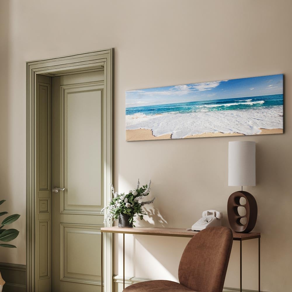 Cuadros B&D XXL - Cuadro en Lienzo Mar Playa 150x50 cm 1 pieza - Impresión en material tejido no tejido cuadros decoracion salon modernos lienzos - Naturaleza Paisaje c-A-0049-b-d
