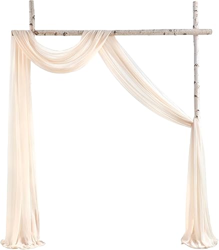 Arco de boda color champán, 2 paneles de tela de gasa de 20 pies, cortinas de cenador, cortinas de boda, fiesta, ceremonia, recepción, decoración de