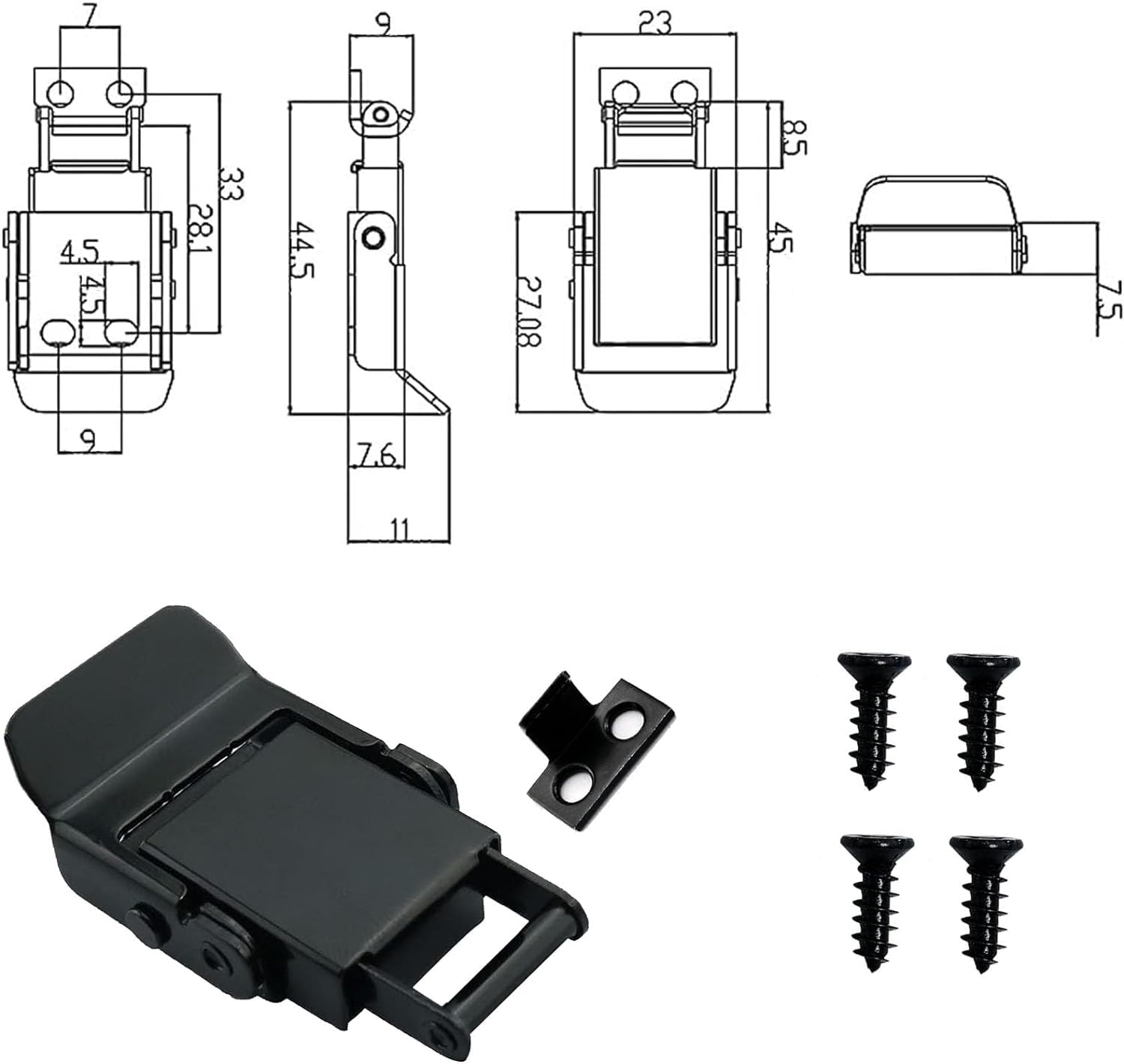 Snapklik.com : Stainless Steel Spring Loaded Black Draw Latches ...