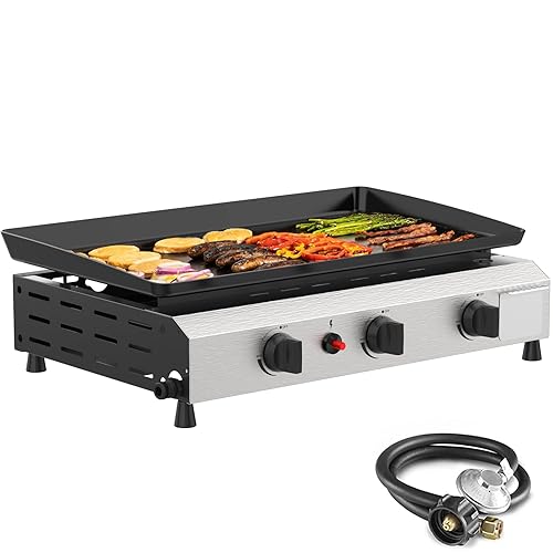 SKOK 3 Burner Gas Griddle- 23.3 Inch Outdoor Propane Griddle-30000