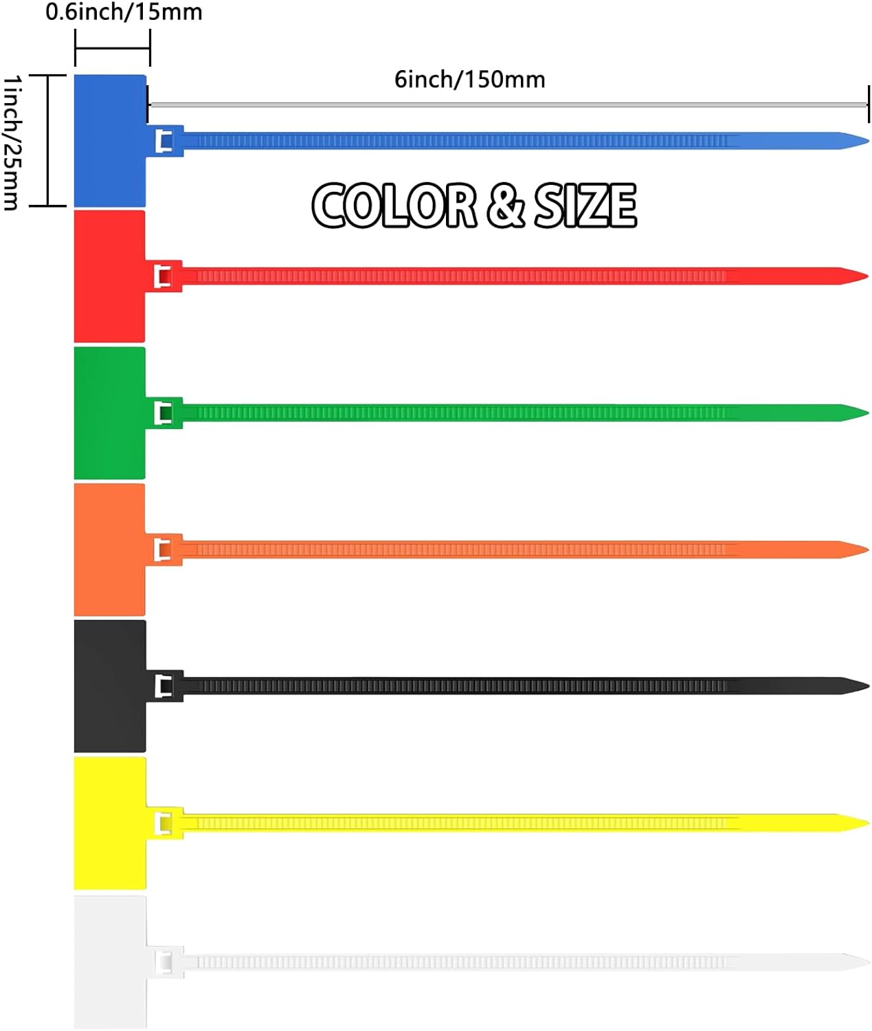 250pcs 6 inch Wire Zip Ties, Self-locking Nylon Cable Tags Labels, Multicolor Written-on Cable Mark Ties Zip Tie Tags for Wire Marking and Organizing - Image 2