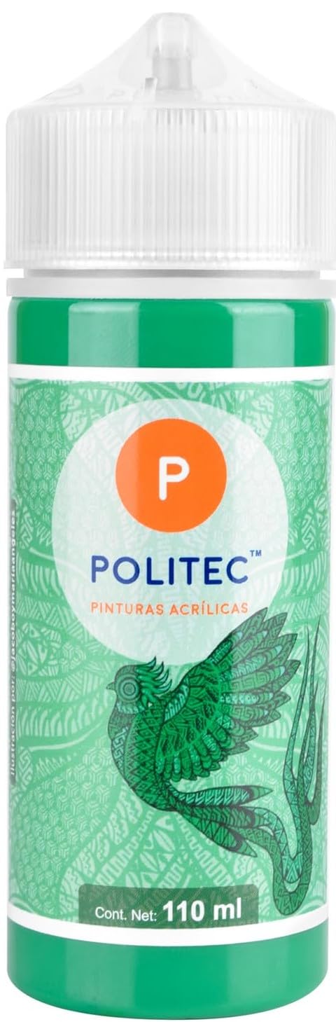 Politec Pinturas Acrílicas Colores Primarios y Secundarios + Blanco y Negro 8 x 110 ml Premium, Set de Colores para Pintar en Lienzo, Madera, Papel, Piedra y Manualidades