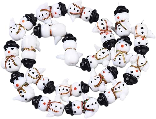 Vista 33 de 1 hebra/25 cuentas de cristal de Navidad 3D hechas a mano para Navidad, joyería temática de Navidad, collares, aretes, llaveros, fabricación y Guante