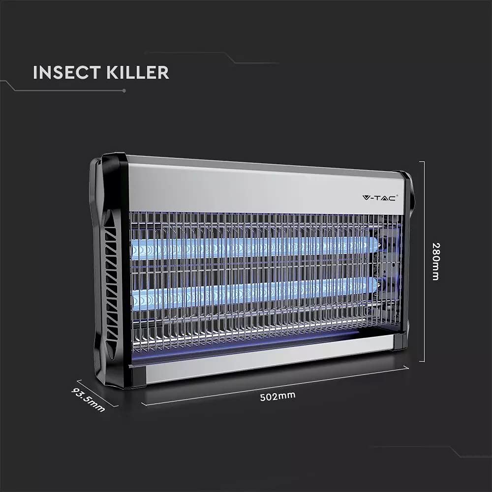 V-TAC Fly Zapper Elektrischer Insektenvernichter für den Innenbereich, UV-Schutz, 2 x 15 W, elektronischer Insektenvernichter (BS-Stecker), Abdeckung 100 m²