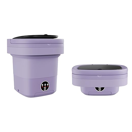 Portable Washing Machine, 11L Mini Folding Washer for Apartments, Dorms, RV and Travel, Compact Top Load Washer with Spin Basket and 3 Wash Modes for Small Loads, (PURPLE)