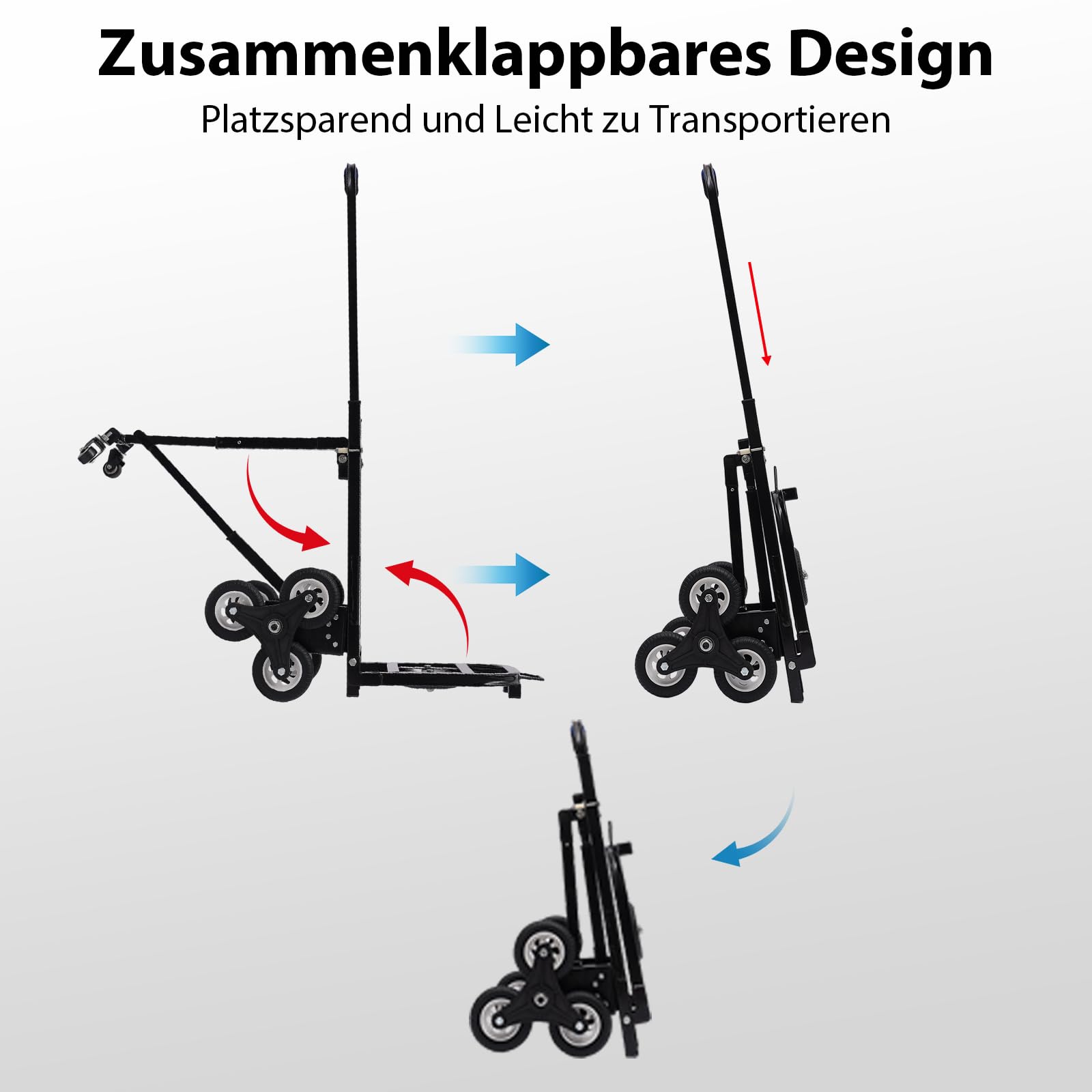 Schwerlast Sackkarre Klappbar 150kg Treppensteiger Transporter Treppensackkarre Höhenverstellbar 73-114cm Stapelwagen Für Mühelosen Treppentransport