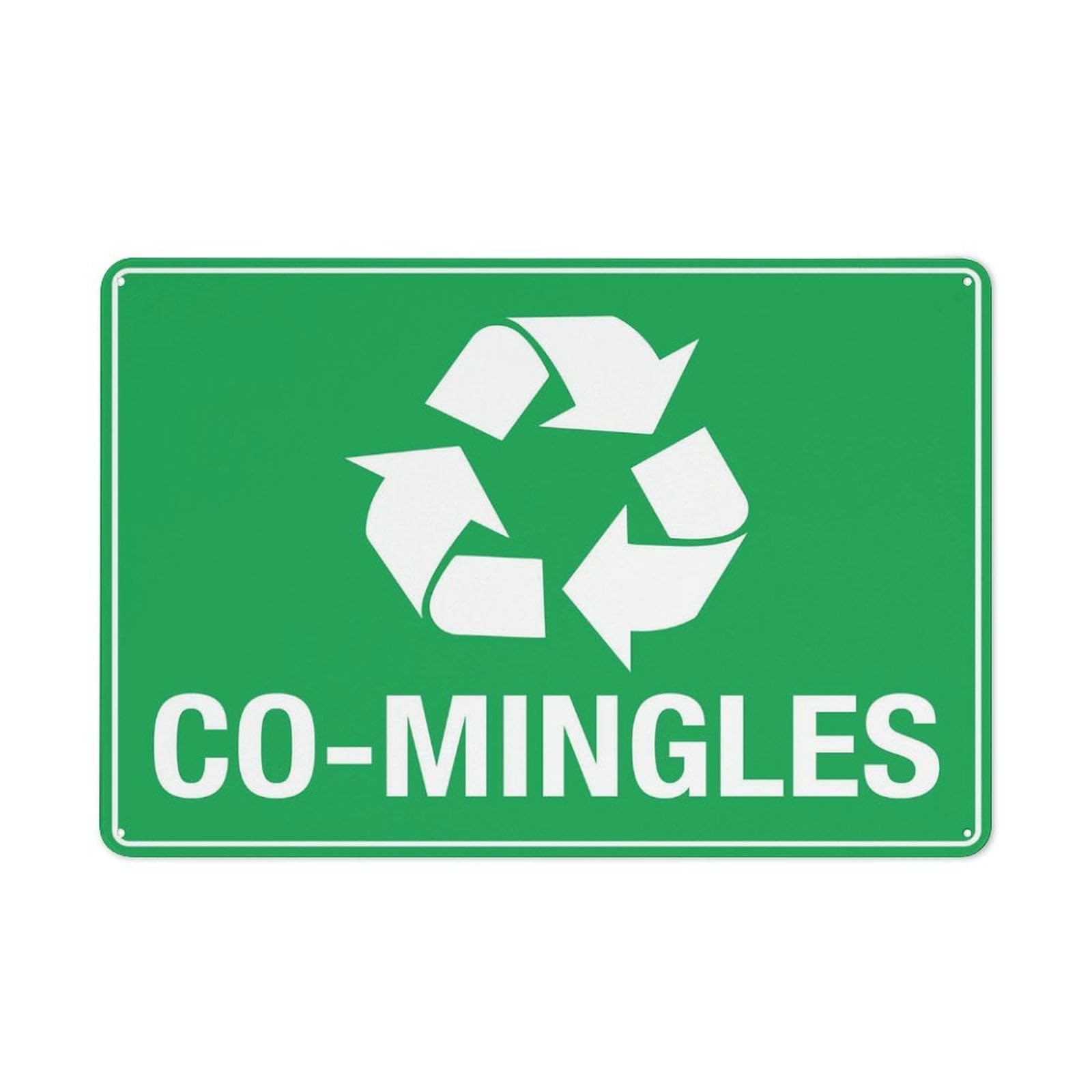Co-Mingled Waste Metal Sign 12"x8" UV-Printed Rust-Free Aluminum | Outdoor Yard Sign for Home, Business & Driveway Alert