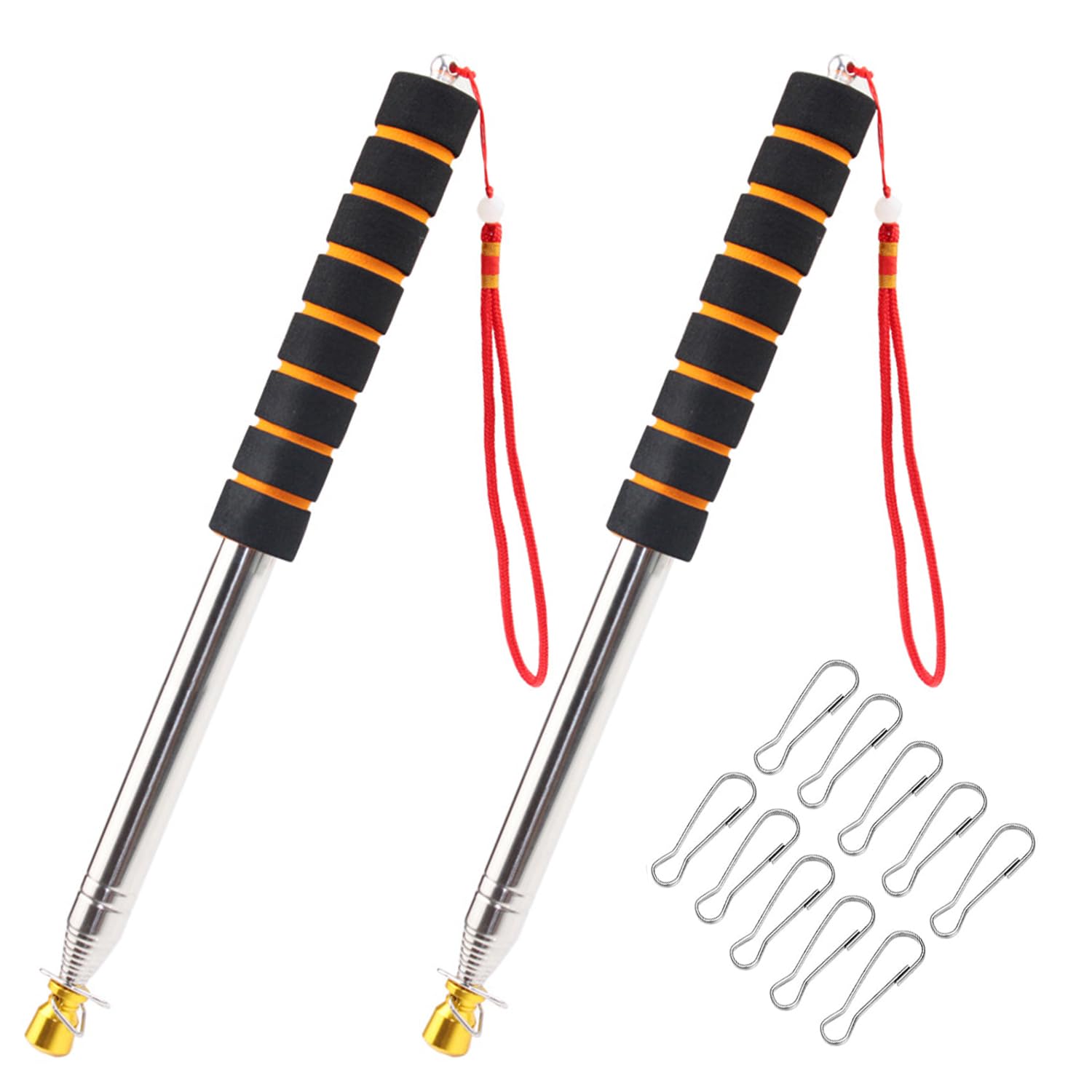 9.8ft (300cm) Telescopic Handheld Flagpole, 2Pcs Stainless Steel Handheld Flag Pole Portable