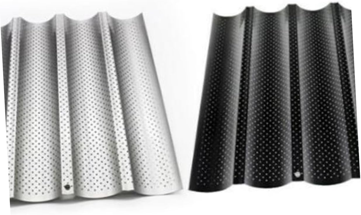 Ipetboom Wave French Bread Baking Mould Tray Medium Black Baguette Pan Non-stick Kitchen Baking Tool for Home and Bakery Use