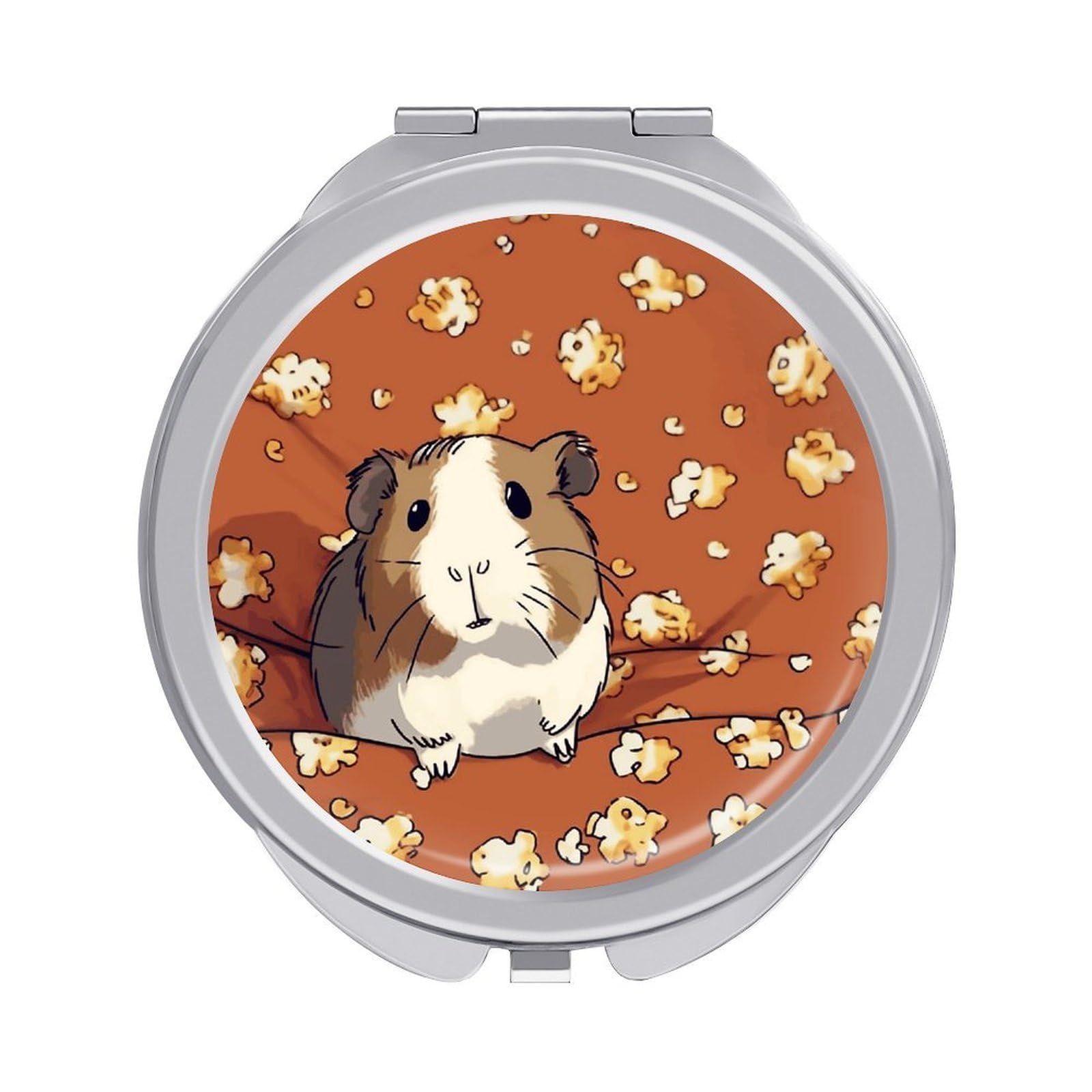 FekiLoot Guinea Pig and Popcorn Travel Makeup Mirror 2 X /1 X Magnifying Slim Pocket Mirrors Compact for Purse Travel Makeup Mirrors for Pocket, Handbag, Purse Women Gift