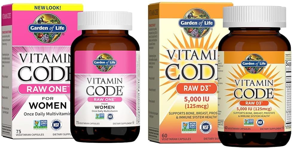 Garden of Life Vitamin Code Raw One Once Daily Multivitamin Capsules & Vitamin D