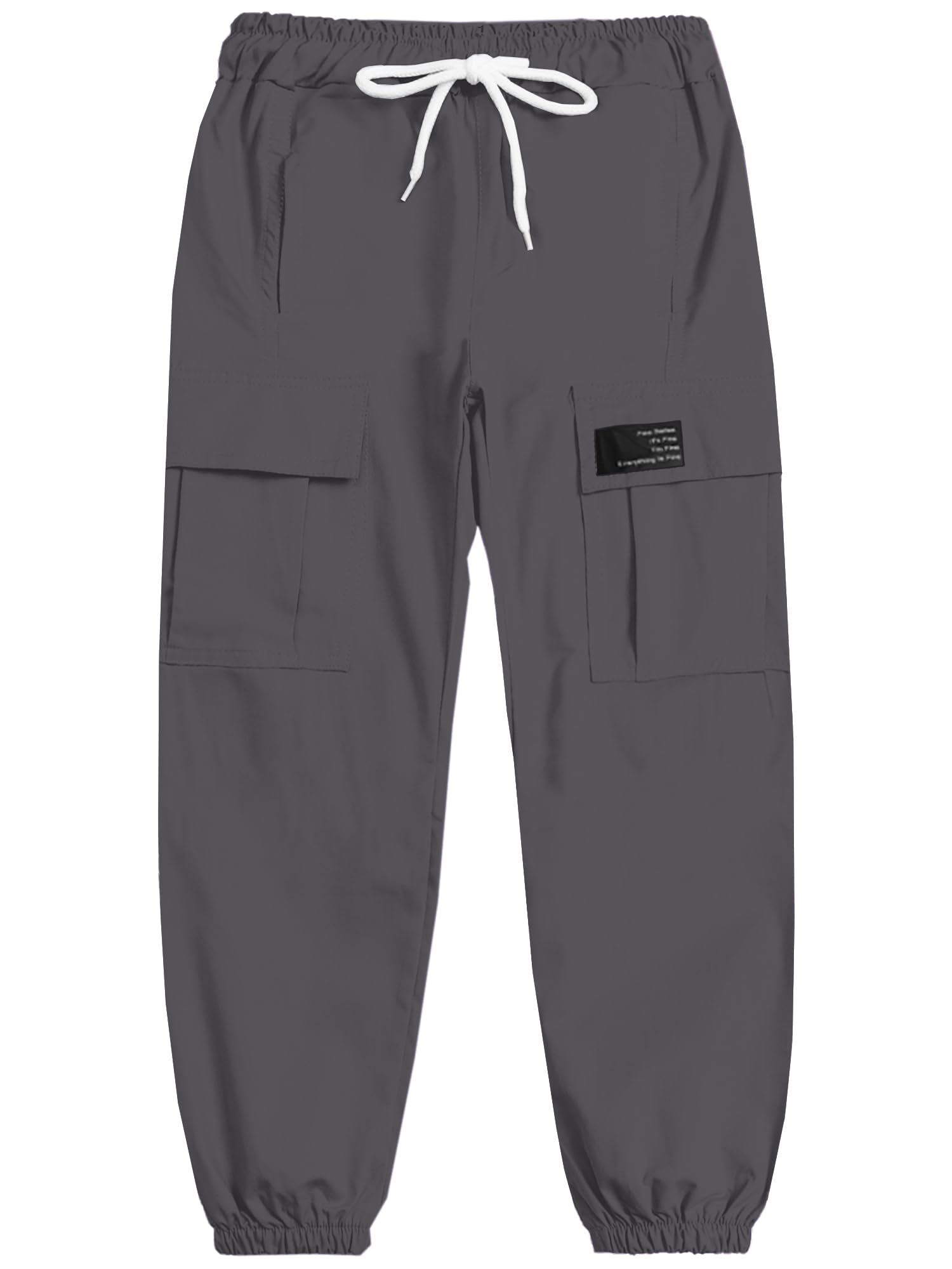 Cromoncent Girls&amp;Womens Cargo Pants Elastic Waist Lightweight Outdoor Jogger Pants, 6 Years - XX-Large