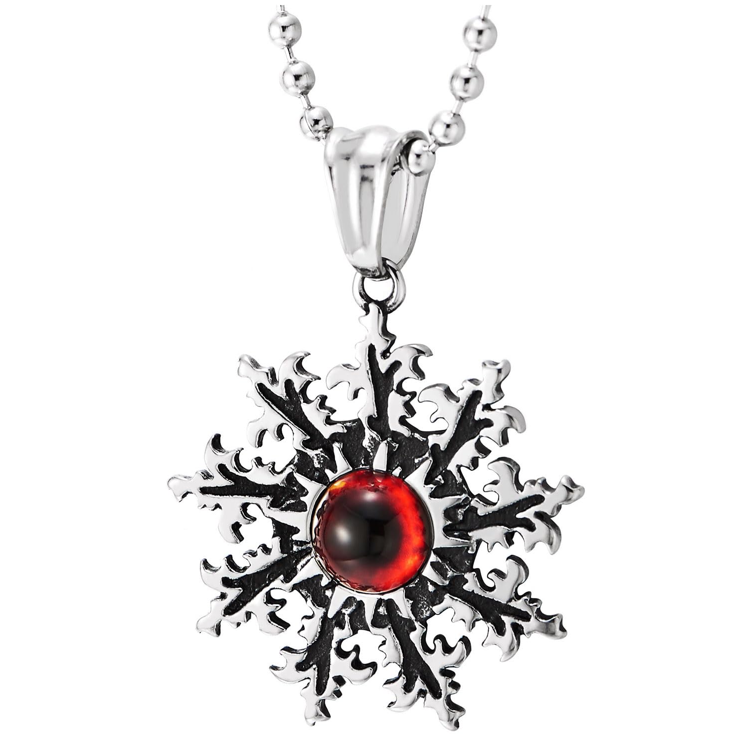 Collier homme acier inoxydable œil de démon rouge pendentif étoile gothique - 8