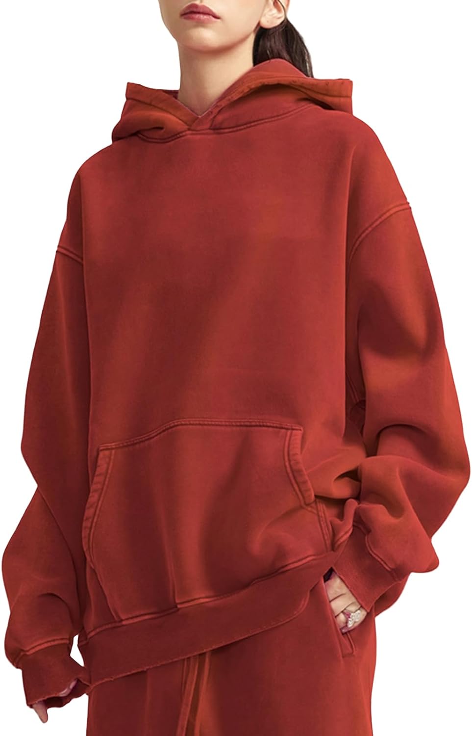 KEEPSHOWING Mens Hoodies Vintage Oversized Hoodie Acid Wash Fleece Pullover Plush Heavyweight Streetwear Sweatshirts