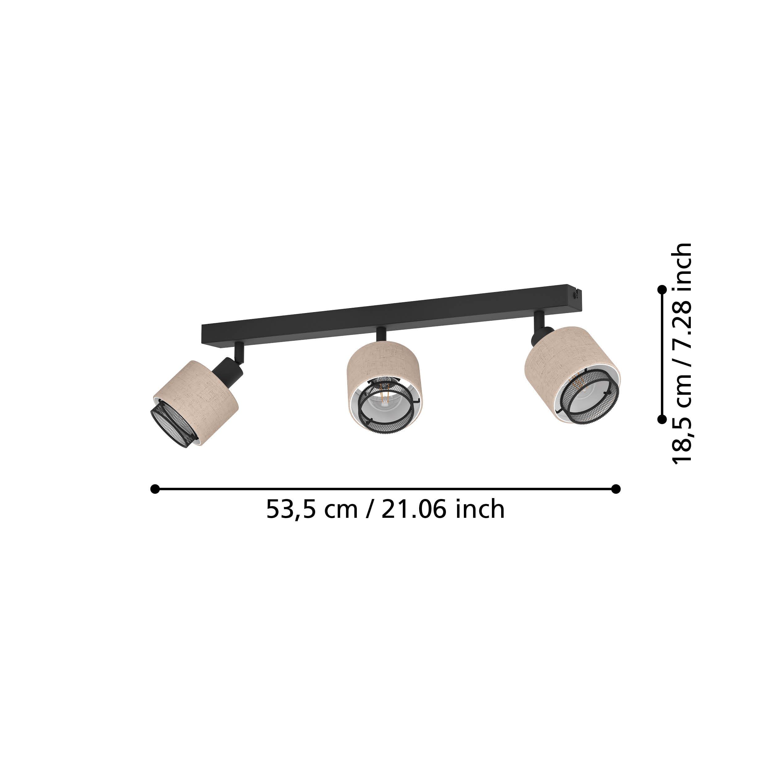 EGLO Applique Murale intérieure Rosley, Lampe Mural d'intérieur avec Spot orientable, Spot en Tissu Naturel et métal Noir, éclairage pour Salon et Chambre à Coucher, Douille E14