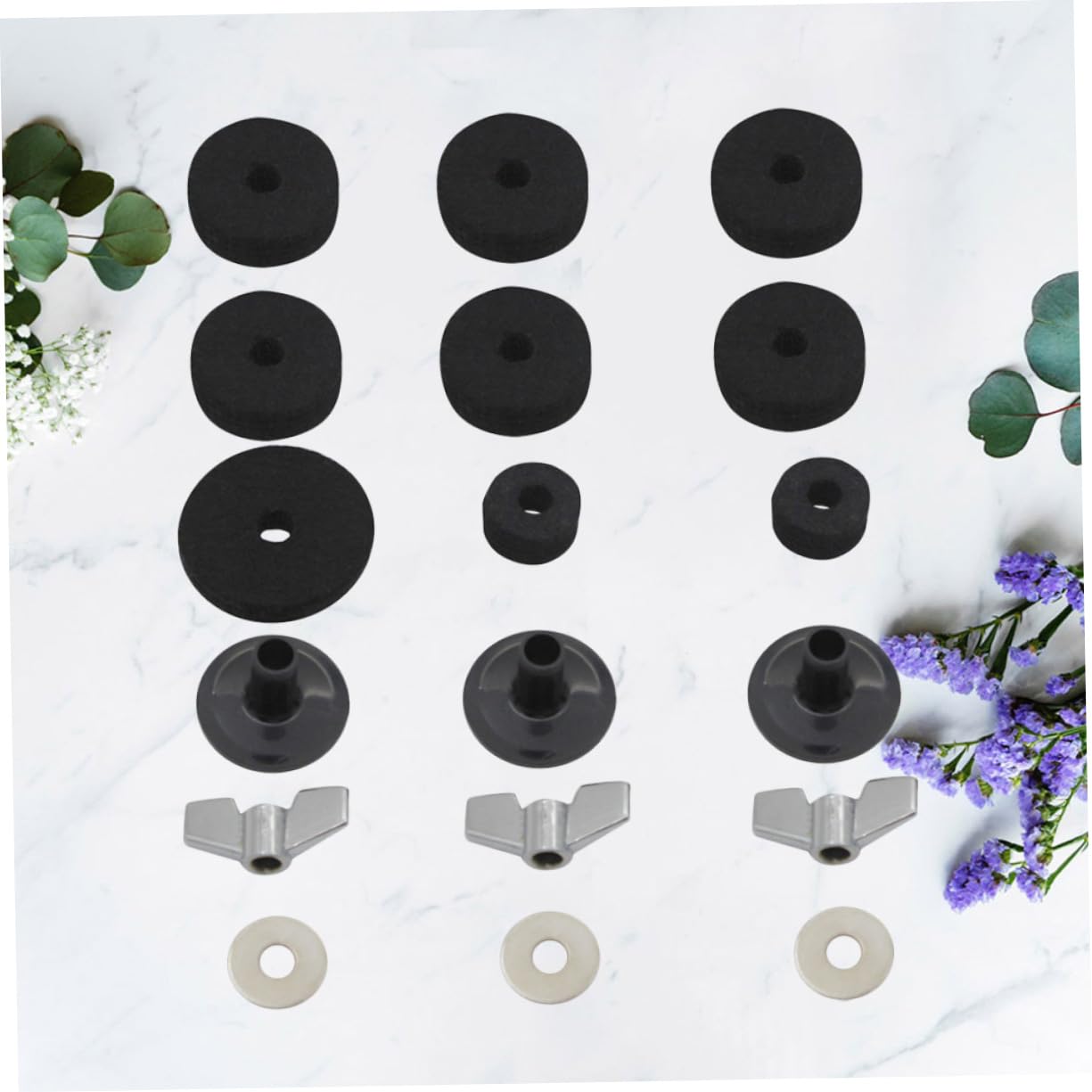 TOYANDONA 54piezas Accesorios De Batería De Percusión Almohadillas De Platillo Arandelas Tubos y Base Para Soportes De Platillos