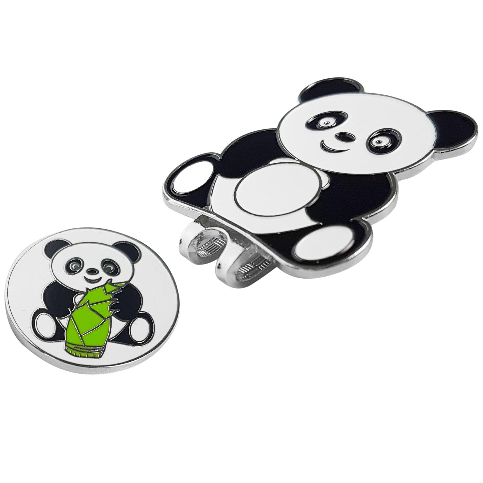 Hutclip Für Golfballmarker – 40 Mm Golfmarker Im Cartoon-Panda-Stil | Magnetischer Ballmarker Aus Metall, Trainingshilfe, 25 G, Sportzubehör Mit Niedlichem Tiermuster Für Professionelle Golfer, Grüne