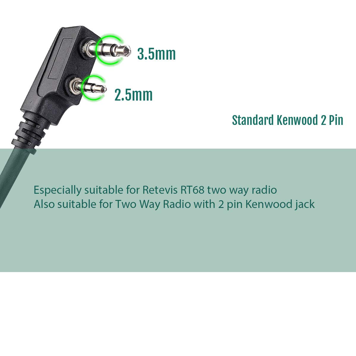 Retevis RT68 - Auricolari Walkie Talkies con microfono, 2 pin per radio bidirezionale Retevis H-777 5R BF-888S UV-5R (confezione da 10)